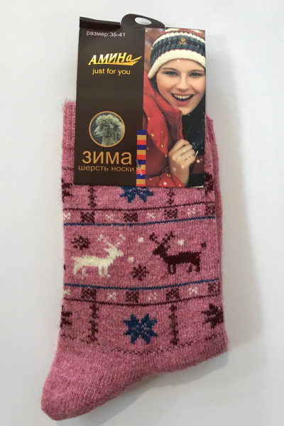 Купить Носки женские Амина Шерсть (розовый) на Неженке